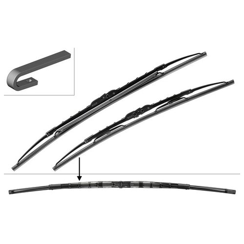 Щетка стеклоочистителя каркасная BOSCH Twin Spoiler 801S 600 мм / 530 мм, 2 шт. фото