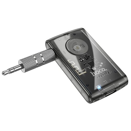 Автомобильный Bluetooth-приемник HOCO E66 Transparent discovery edition, 200mAh, Jack 3.5мм/Bluetooth 5.0, Черный джаз фото