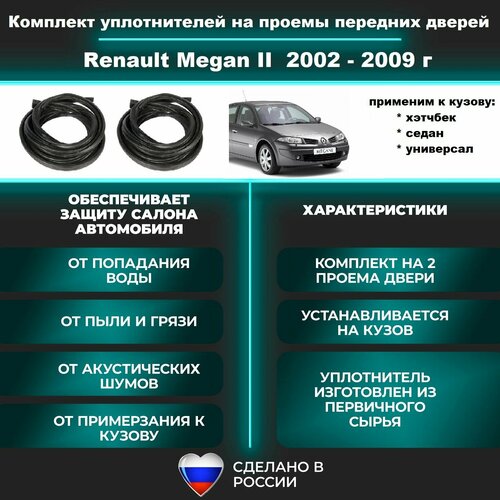 Комплект уплотнителей проема передних дверей на Renault Megan II 2002-2009 г / Рено Меган 2 - 2 штуки фото