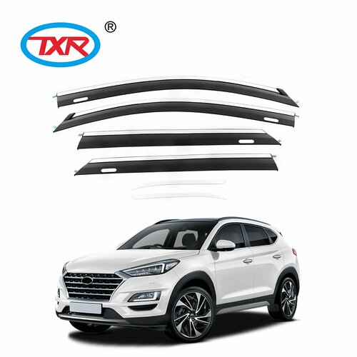 Дефлекторы окон TXR для Hyundai Tucson TL 2015 - 2021 Черные с хромом 6 шт фото