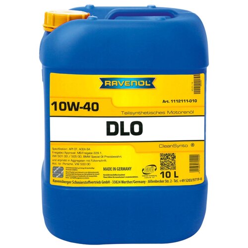 Полусинтетическое моторное масло RAVENOL DLO SAE 10W-40, 10 л, 1 шт. фото