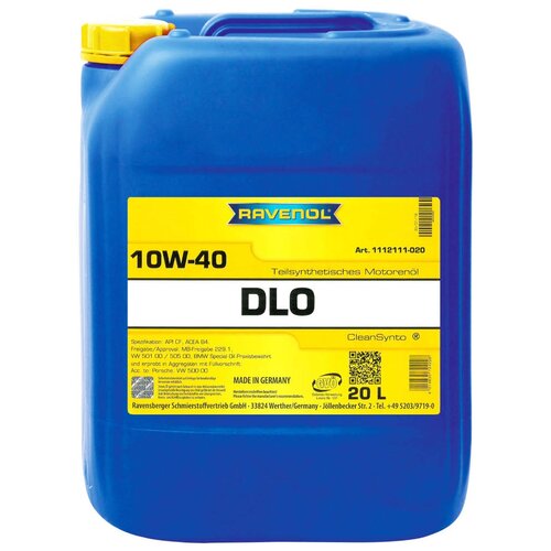 Полусинтетическое моторное масло RAVENOL DLO SAE 10W-40, 20 л, 1 шт. фото