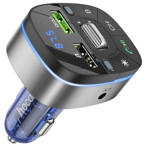 FM трансмиттер bluetooth модулятор HOCO E71 USB QC3.0 18W темно-синий фото