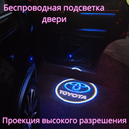 Проекция логотипа авто/Беспроводная подсветка логотипа Toyota на двери/Светильник высокого разрешения с двери авто (1 шт.) фото